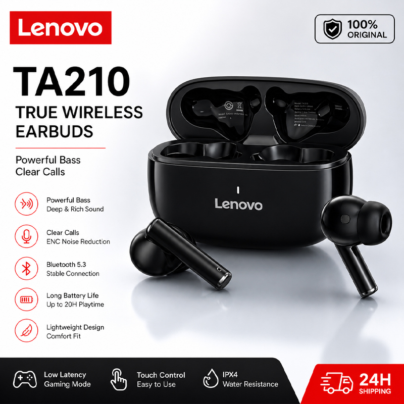 Anc Wireless Over Ear Headphones - Auriculares inalámbricos Bluetooth Lenovo TA210 con