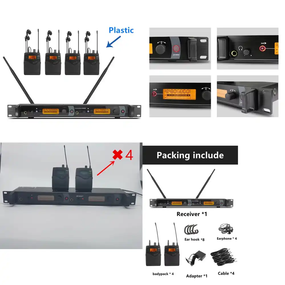 In Ear Monitors For Singers - 572-603mhz 2050EX Transmisor Doble 4 Receptores