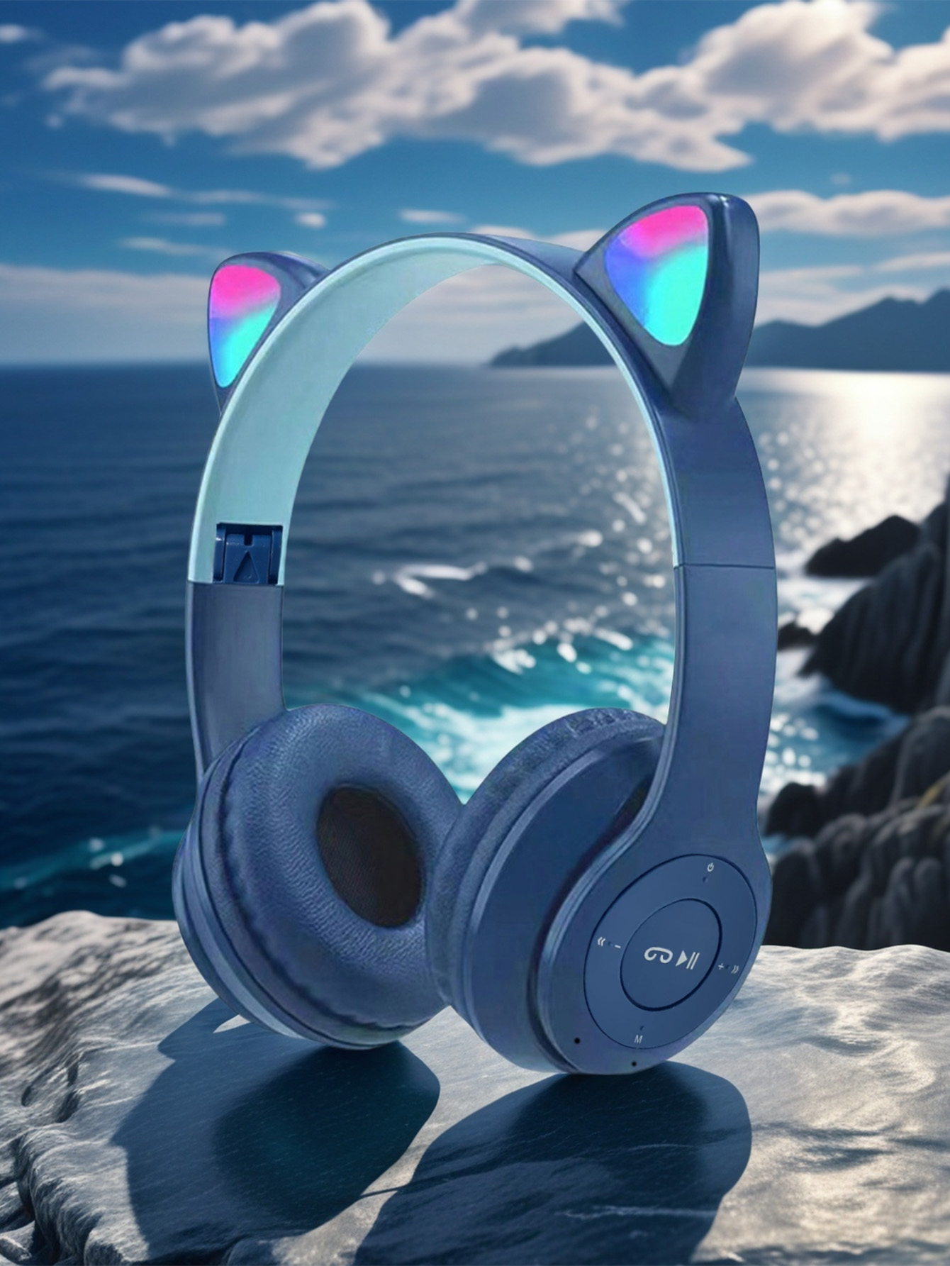 Cat Ear Bluetooth Headset Led - Auriculares con orejas de gato P47M,