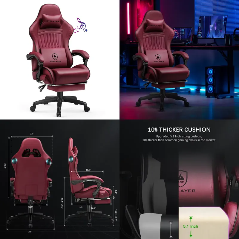 Silla de juego GTPLAYER con al - Speakers reseña y precio